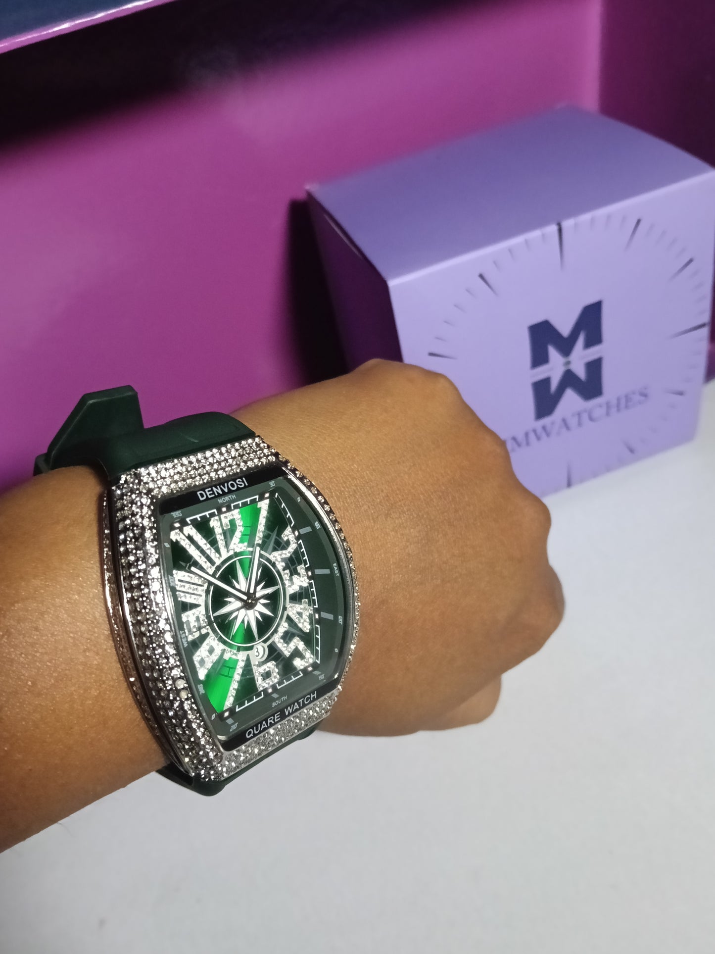 Green Aura Diamond Strap Watch