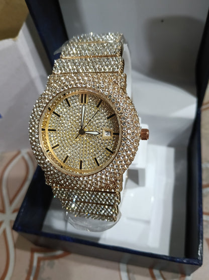 Diamond Variant Luxury Watch with rose golde base | unisex wrist watch