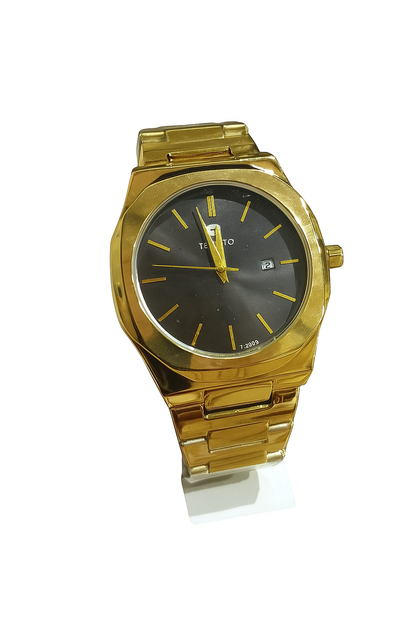 Golden Black Dial Watch | Bold Elegance in Every Second