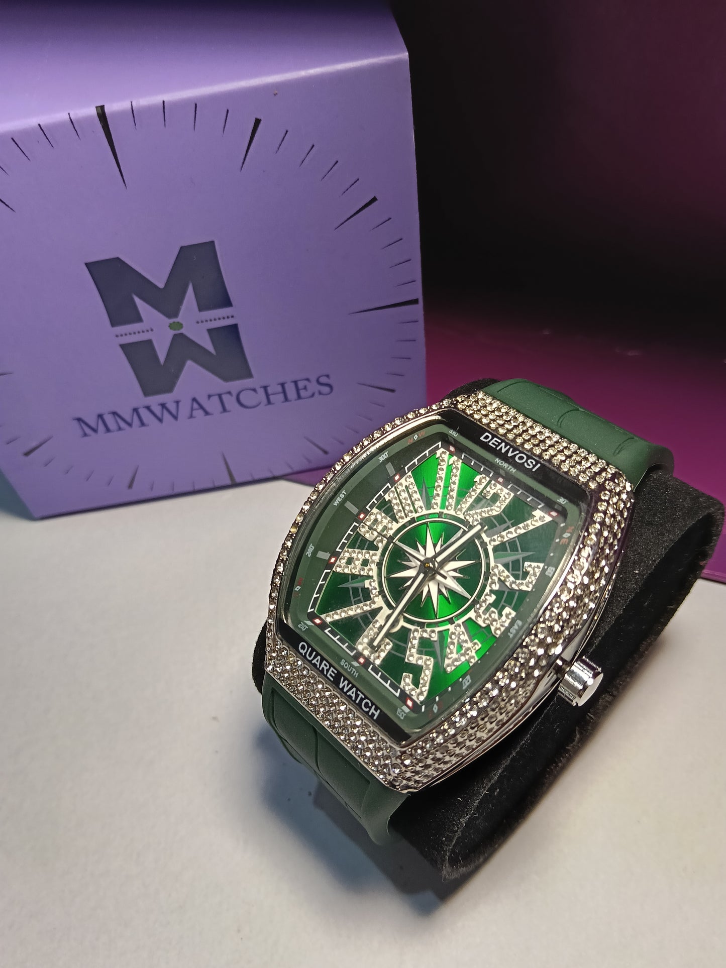 Green Aura Diamond Strap Watch