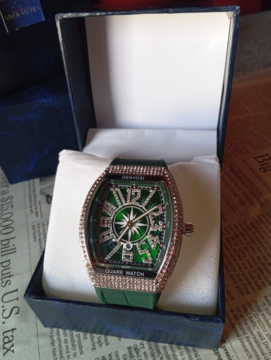 Green Diamond Dial with rubber strap