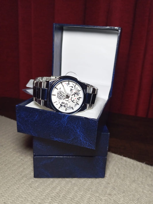 Silver-Blue Classic Watch