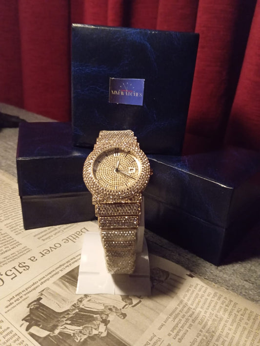Diamond Variant Luxury Watch with rose golde base | unisex wrist watch